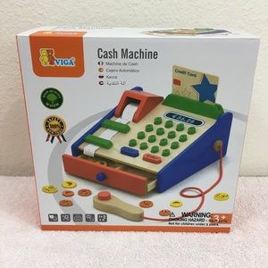 NWT New Viga Toys High Quality Non Toxic Wood Cash Machine Toy Montessori Age 3+